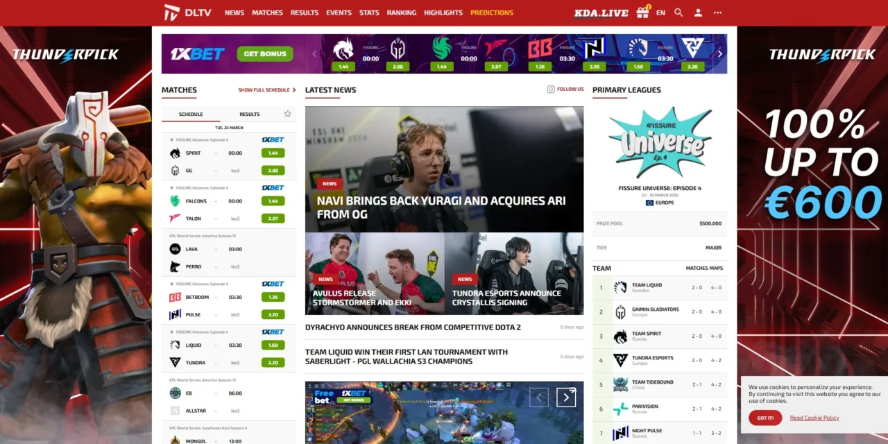 DLTV: The Ultimate Dota 2 Esports Hub for Live Scores, Stats & Tournament Updates